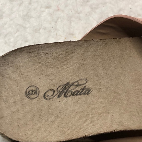 New Mata Shoes Blush Croc Embossed Criss Cross Espadrille Slip On Sandals - Picture 10 of 14